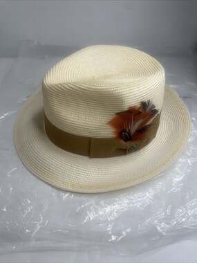Steven Land Wall Street Collection Fedora. Beige. Size M. FREE SHIPPING